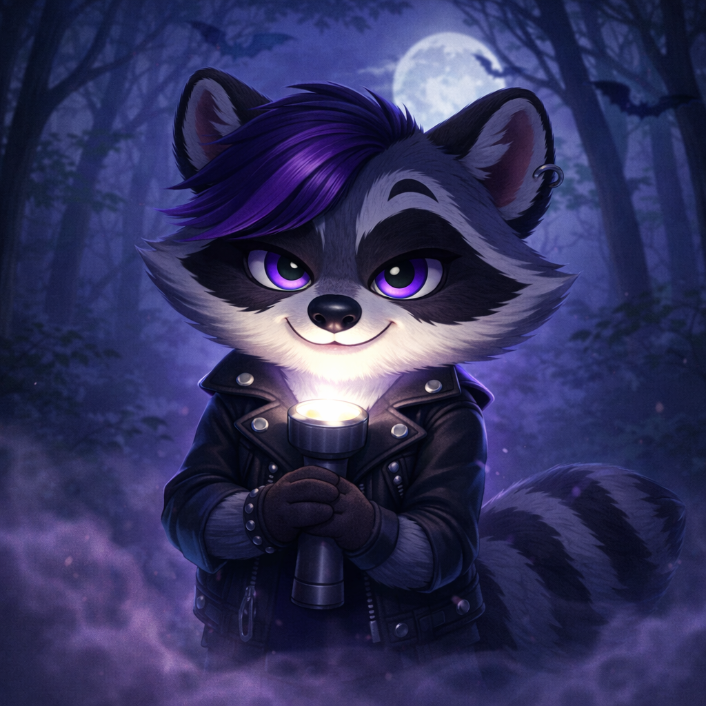 Macey leads the crew through a moonlit forest — Spooky Mode